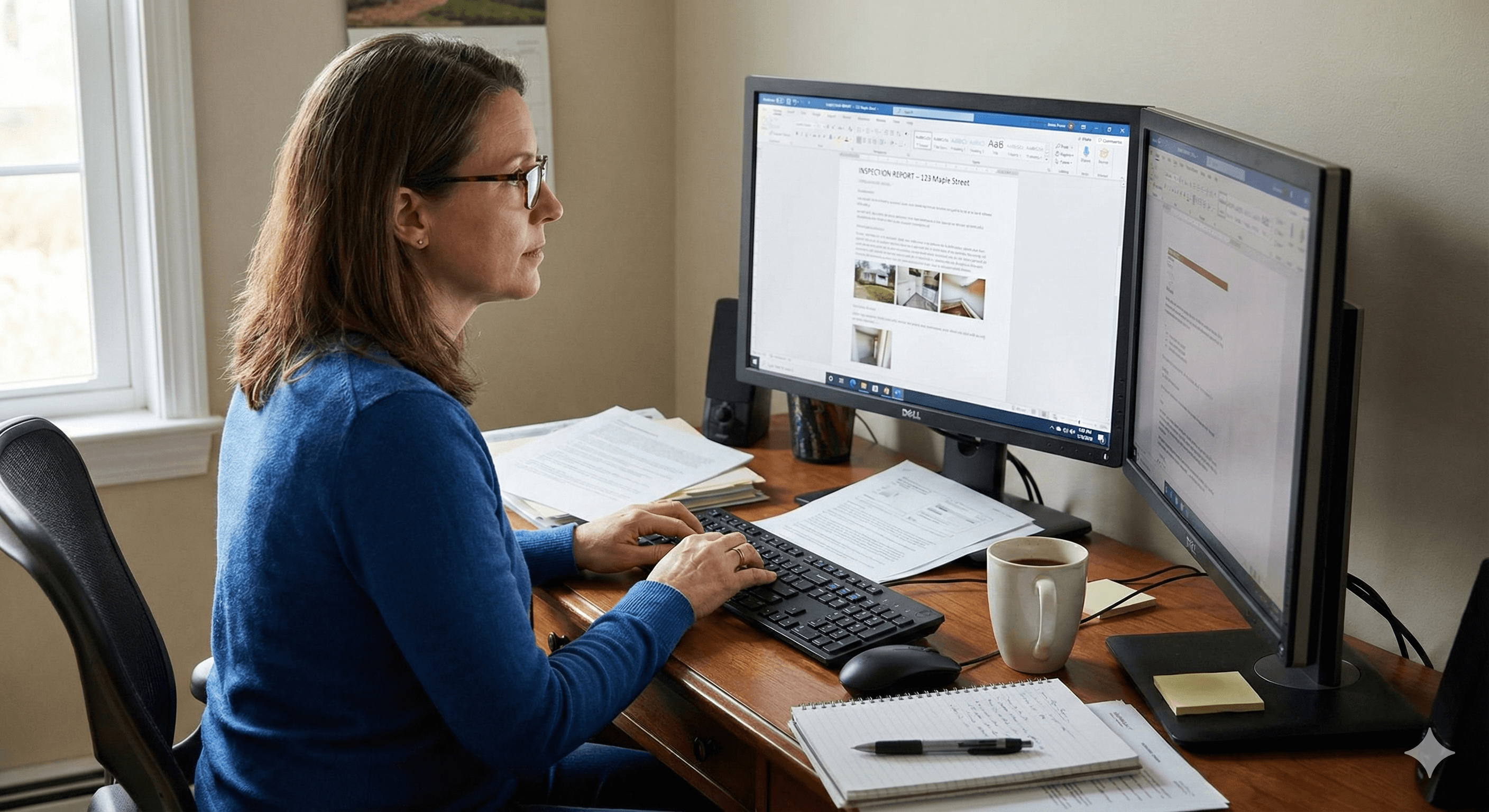 Property manager taking photos during inspection